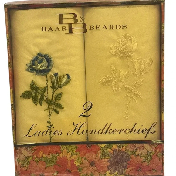 Vintage Hankies Baar & Beards Ladies Embroidered Handkerchiefs In Original Box - Picture 9 of 10
